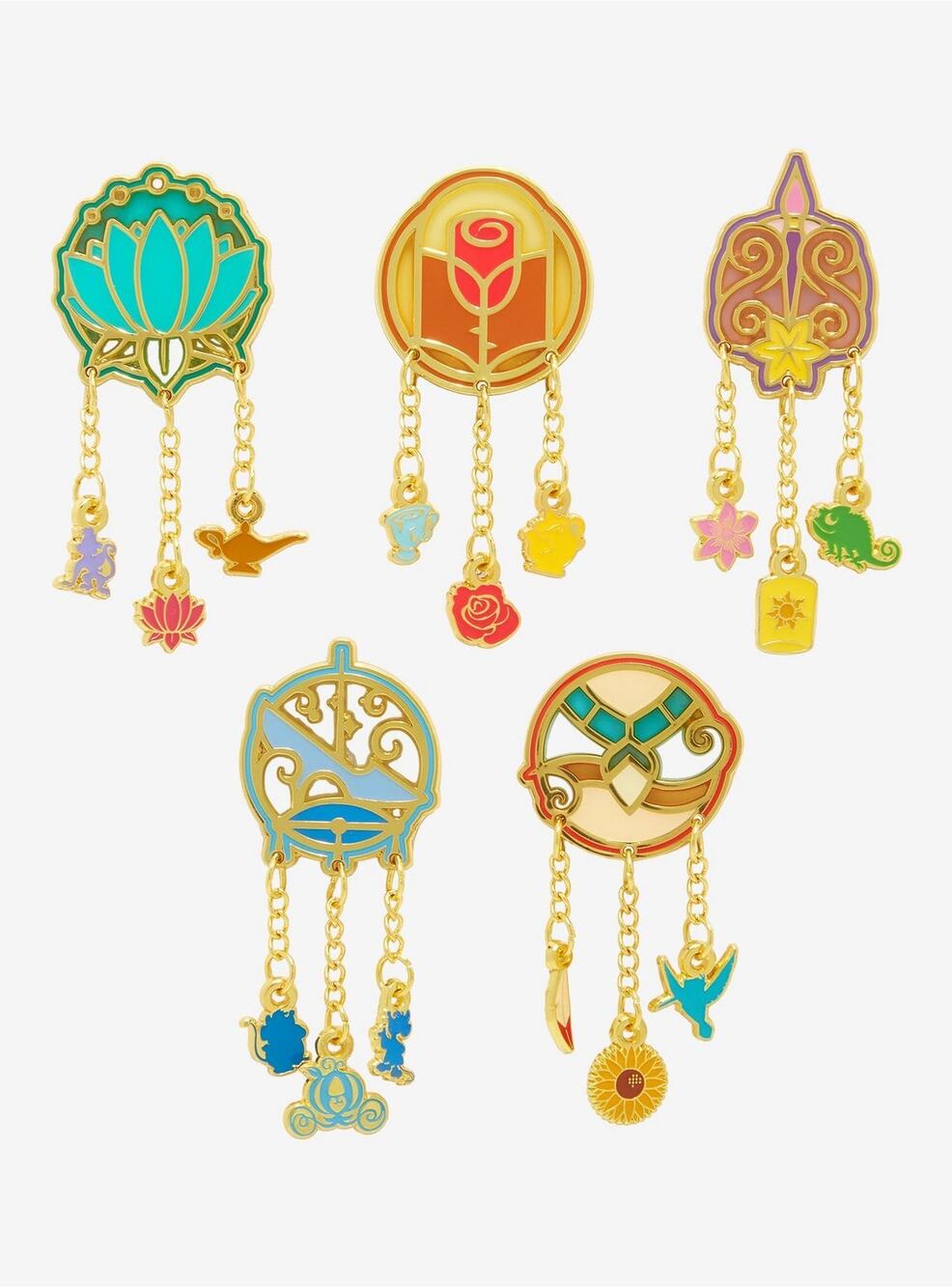 Disney Princess Stained Glass Dangling Charms Blind Box Enamel Pin Exclusive NWT